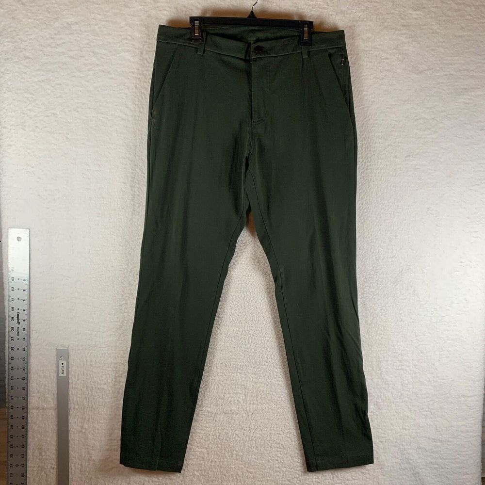 Lululemon Mens Green Straight Fit Trouser Casual Stretch ABC Chino Pants Size 36